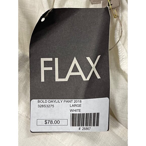 Flax Bold Daylily Pant Large L White Linen Elastic Waist Lightweight Comfort New - Picture 9 of 11
